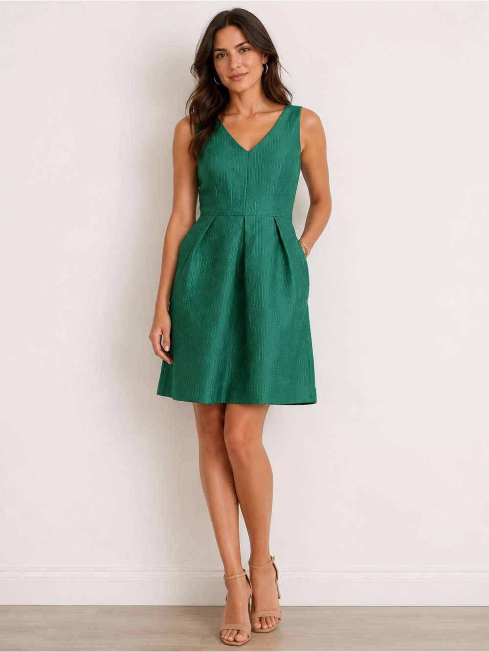 J.Crew Factory Jacquard Dress Dublin Green Size 6 MSRP $118